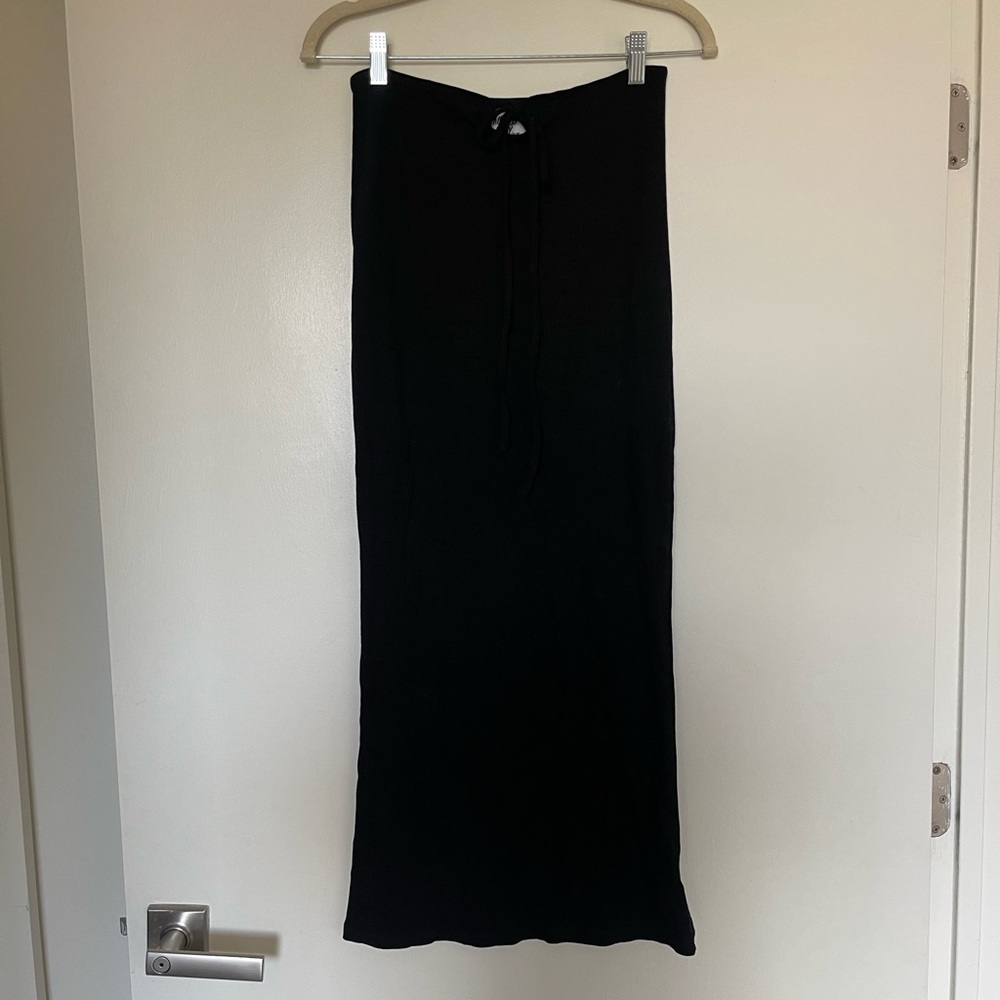 Princess Polly Black Women's Knit Tie Front Maxi Skirt